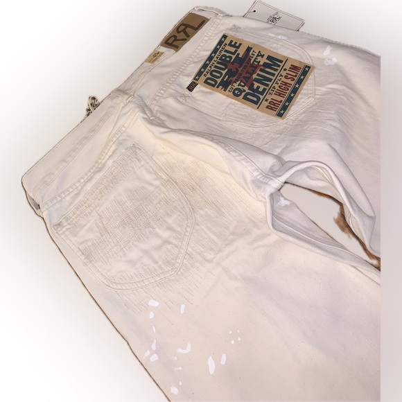 RRL DoubleRL Ralph Lauren High Slim Cream Beige Straight Cowboy Jeans 30x30 Pant - Picture 3 of 13